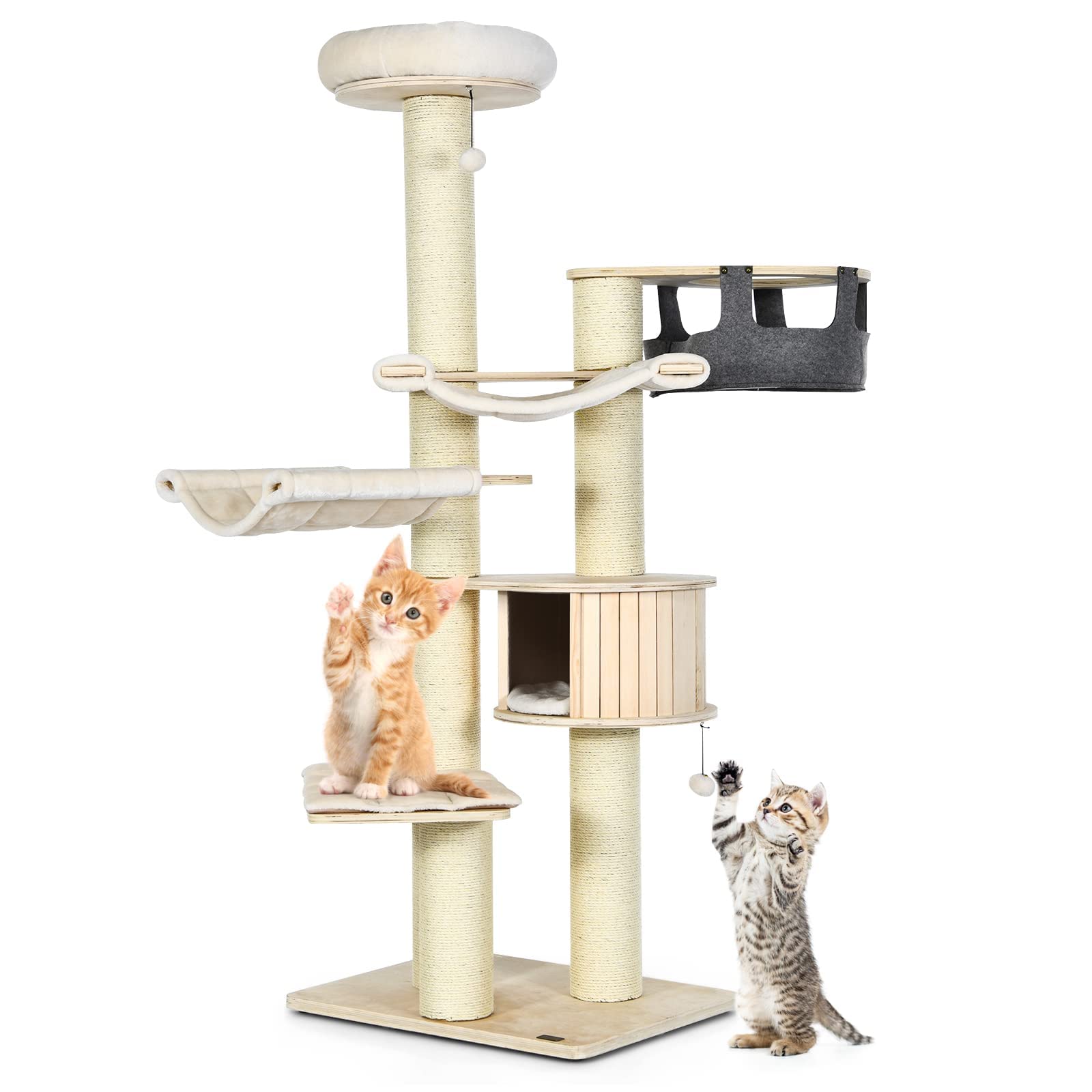 Tangkula Large Cat Tree with Sisal Scratching Posts
